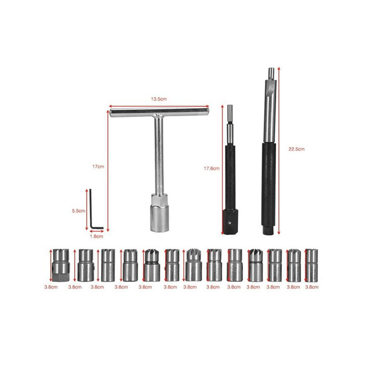 Glantóir Suíochán Injector Díosail 17pcs Socraigh Uirlis Uilíoch Ath-Aghaidh Reamer